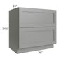 RTA Shale Grey Shaker 36" 2-Drawer Base Cabinet with 2 Decorative End Panels