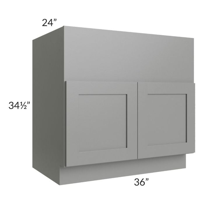RTA Shale Grey Shaker 36" Farm Sink Base with 1 Decorative End Panel