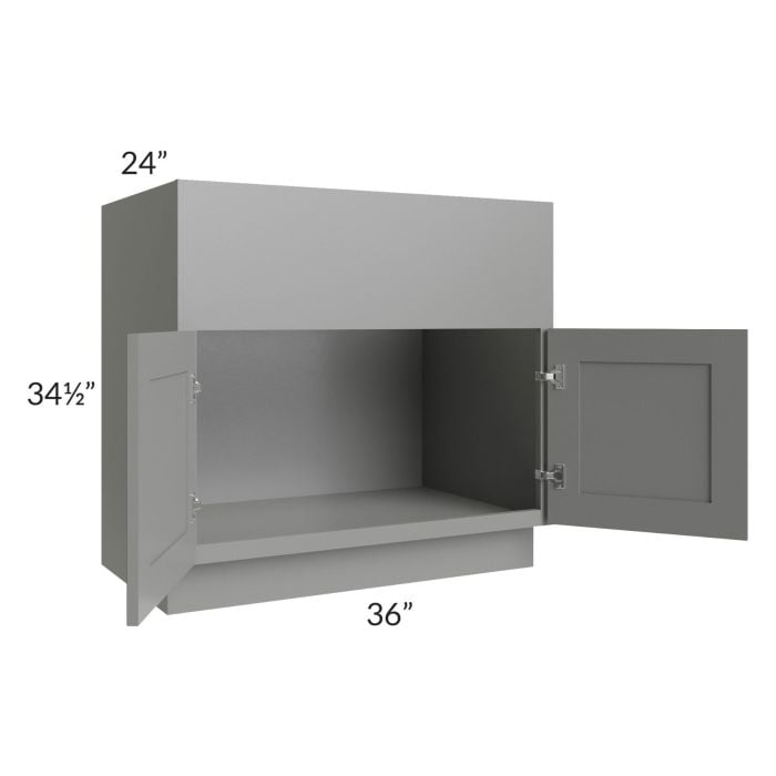 RTA Shale Grey Shaker 36" Farm Sink Base with 1 Decorative End Panel