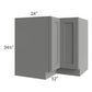 RTA Shale Grey Shaker 36" Lazy Susan Corner Base with Stainless Steel Baskets with 2 Decorative End Panels and 2 Plastic Baskets