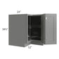 RTA Shale Grey Shaker 36" Lazy Susan Corner Base with Stainless Steel Baskets with 2 Decorative End Panels and 2 Plastic Baskets
