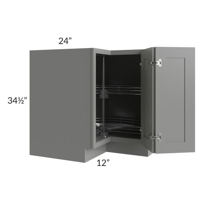 RTA Shale Grey Shaker 36" Lazy Susan Corner Base with Stainless Steel Baskets