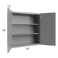 RTA Shale Grey Shaker 36" x 36" Wall Cabinet with 1 Decorative End Panel and Glass Door