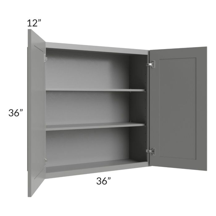 RTA Shale Grey Shaker 36" x 36" Wall Cabinet with 2 Decorative End Panels