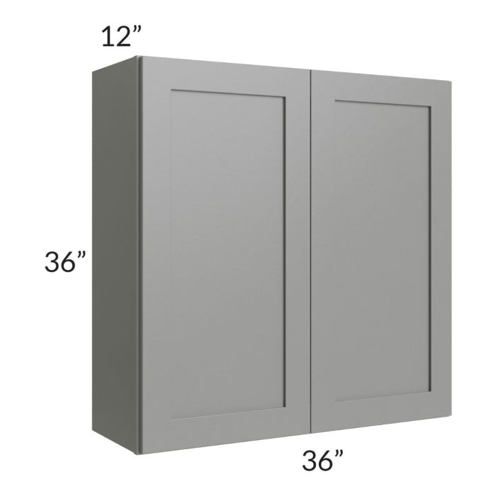 RTA Shale Grey Shaker 36" x 36" Wall Cabinet with 2 Decorative End Panels