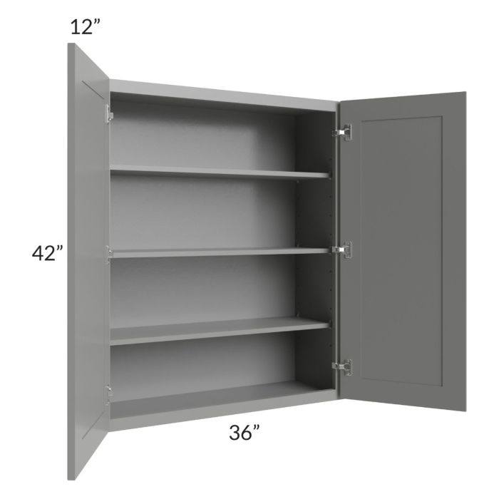 RTA Shale Grey Shaker 36" x 42" Wall Cabinet with Glass Door