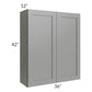 RTA Shale Grey Shaker 36" x 42" Wall Cabinet with Glass Door