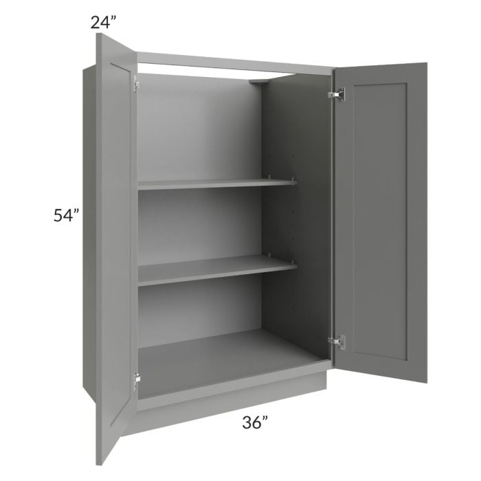 RTA Shale Grey Shaker 36" x 54" Split Pantry Base Cabinet with 2 Roll Out Trays