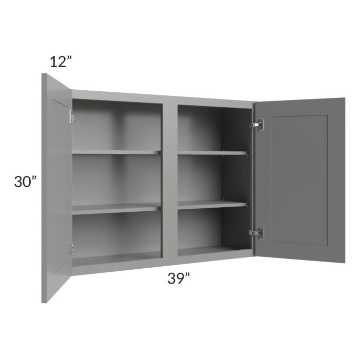 RTA Shale Grey Shaker 39" x 30" Wall Cabinet with 1 Decorative End Panel