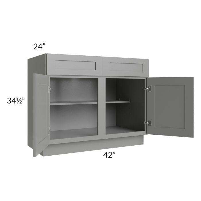 RTA Shale Grey Shaker 42" Base Cabinet with 1 Decorative End Panel