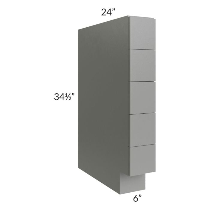RTA Shale Grey Shaker 6" Base Spice Drawer Cabinet with 1 Decorative End Panel