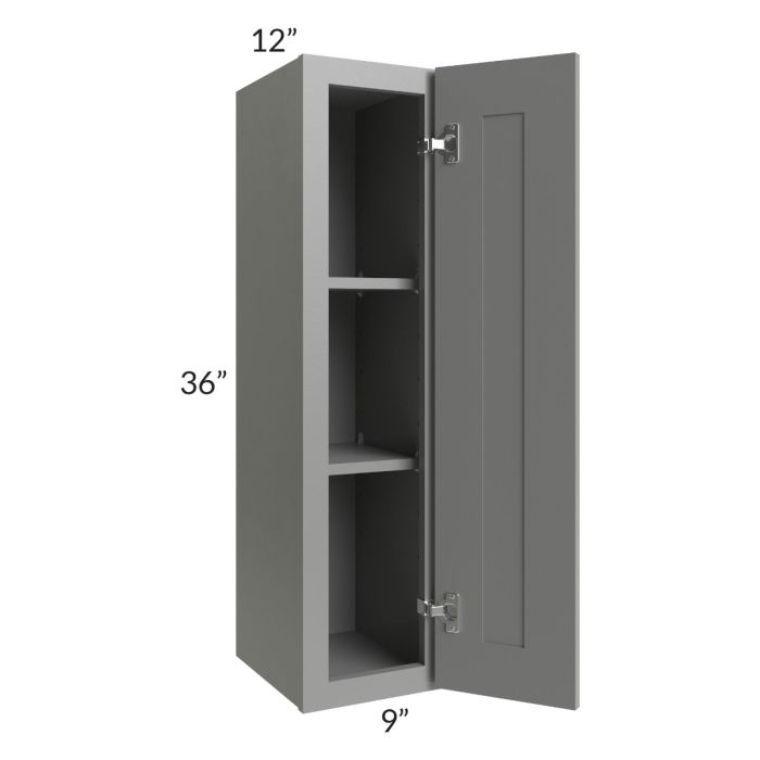 RTA Shale Grey Shaker 9" x 36" Wall Cabinet with 1 Decorative End Panel