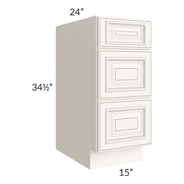 RTA Signature Vanilla Glaze 15" Drawer Base Cabinet with 2 Decorative End Panels