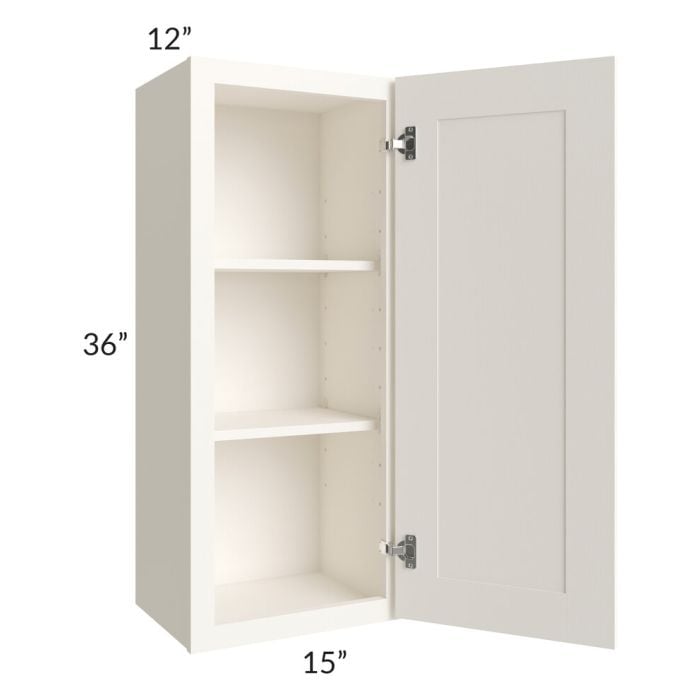 RTA Signature Vanilla Glaze 15" x 36" Wall Cabinet with 1 Decorative End Panel and Mullion Glass Door