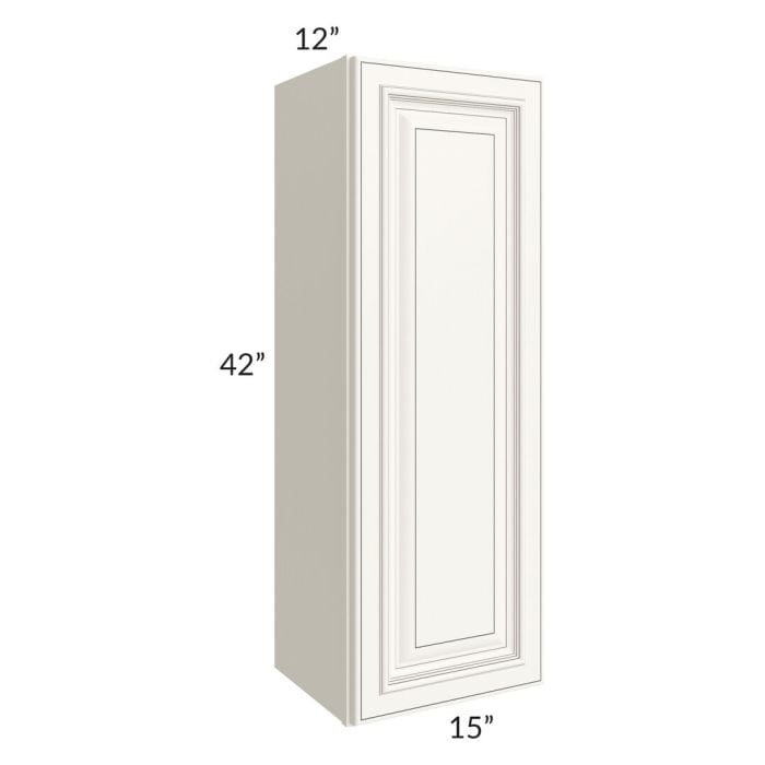 RTA Signature Vanilla Glaze 15" x 42" Wall Cabinet with 2 Decorative End Panels and Mullion Glass Door