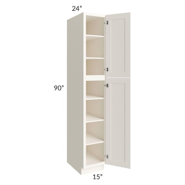 RTA Signature Vanilla Glaze 15" x 90" Wall Pantry with 4 Roll Out Trays