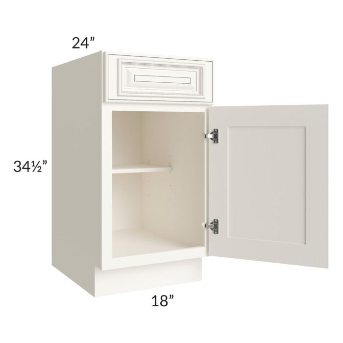 RTA Signature Vanilla Glaze 18" Base Cabinet with 1 Decorative End Panel