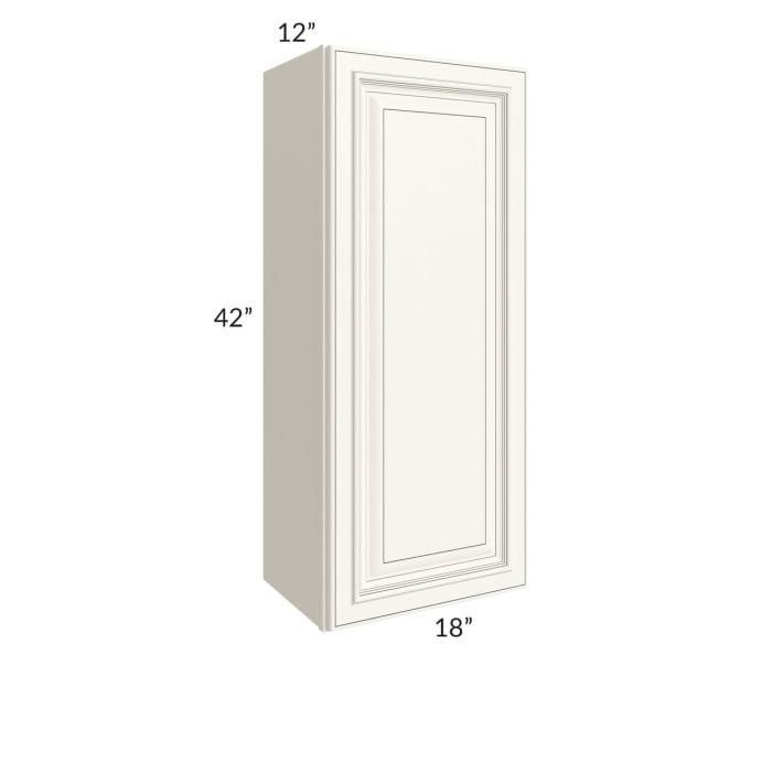 RTA Signature Vanilla Glaze 18" x 42" Wall Cabinet with 1 Decorative End Panel and Mullion Glass Door