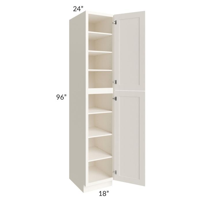 RTA Signature Vanilla Glaze 18" x 96" Wall Pantry with 1 Decorative End Panel and 2 Roll Out Trays