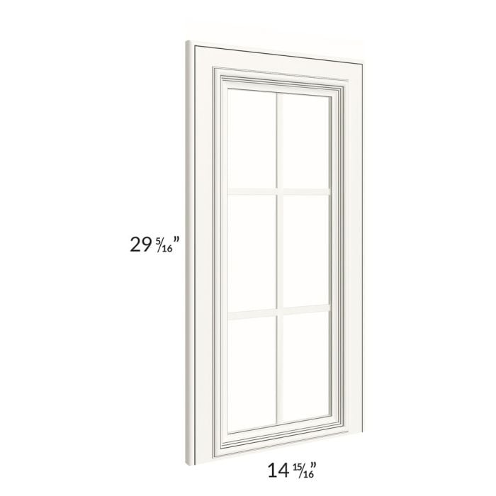 RTA Signature Vanilla Glaze 24" x 30" Wall Diagonal Corner Mullion Glass Door Only with Glass Included