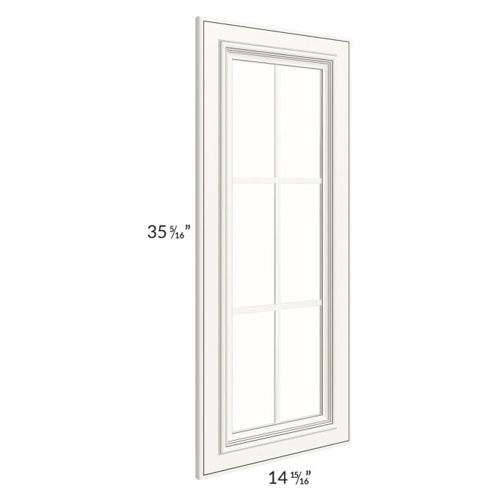 RTA Signature Vanilla Glaze 24" x 36" Wall Diagonal Corner Mullion Glass Door Only with Glass Included