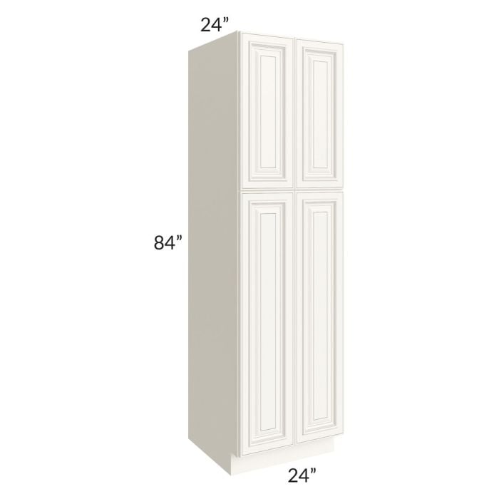 RTA Signature Vanilla Glaze 24" x 84" Wall Pantry with 2 Decorative End Panels and 3 Roll Out Trays