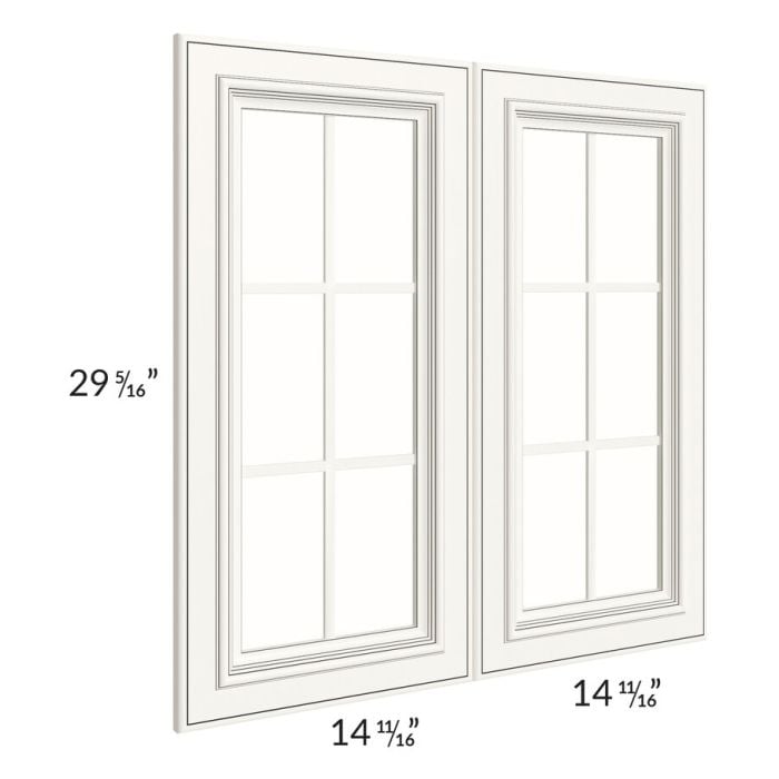 RTA Signature Vanilla Glaze 30" x 30" Mullion Glass Door Only with Glass Included