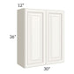 RTA Signature Vanilla Glaze 30" x 36" Wall Cabinet with Mullion Glass Door