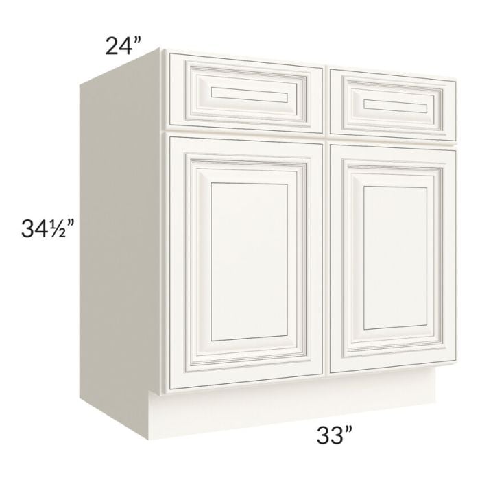 RTA Signature Vanilla Glaze 33" Base Cabinet with 2 Decorative End Panels and 1 Roll Out Tray