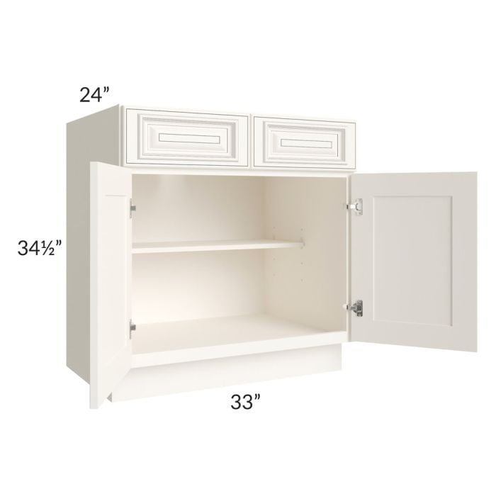 RTA Signature Vanilla Glaze 33" Base Cabinet with 2 Decorative End Panels and 1 Roll Out Tray