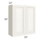 RTA Signature Vanilla Glaze 33" x 36" Wall Cabinet with 2 Decorative End Panels