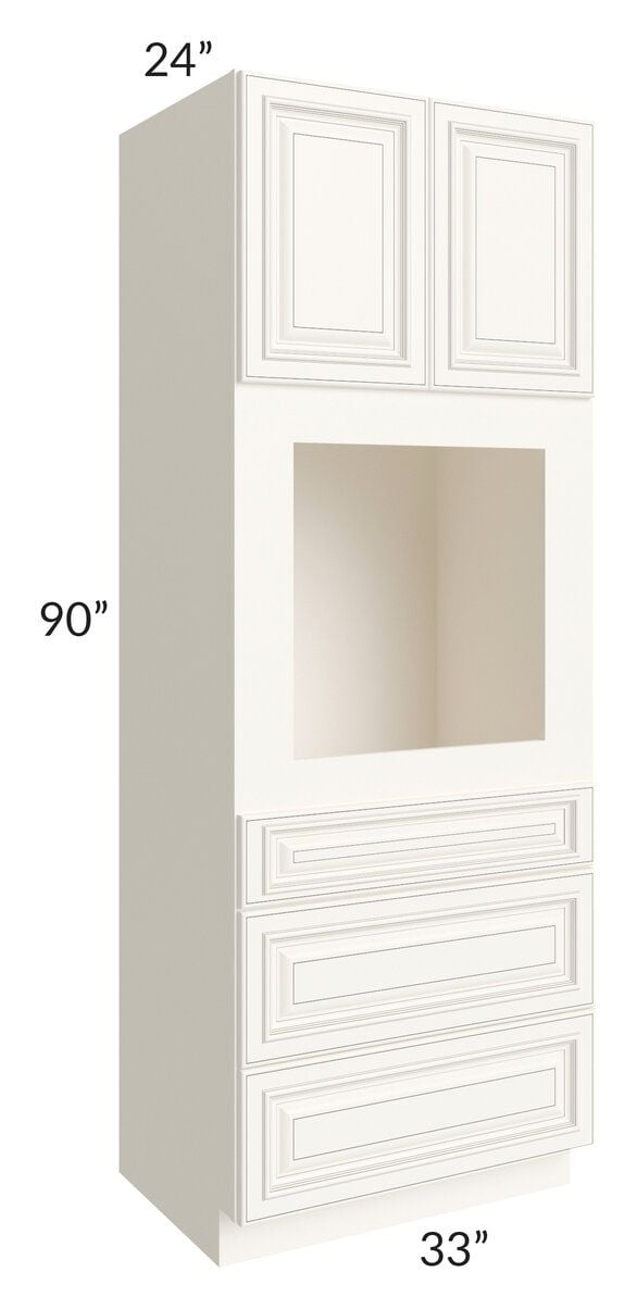 RTA Signature Vanilla Glaze 33" x 90" Oven Cabinet with 1 Decorative End Panel