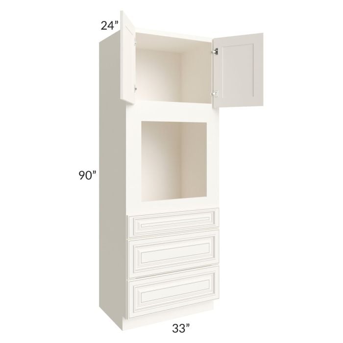 RTA Signature Vanilla Glaze 33" x 90" Oven Cabinet with 1 Decorative End Panel