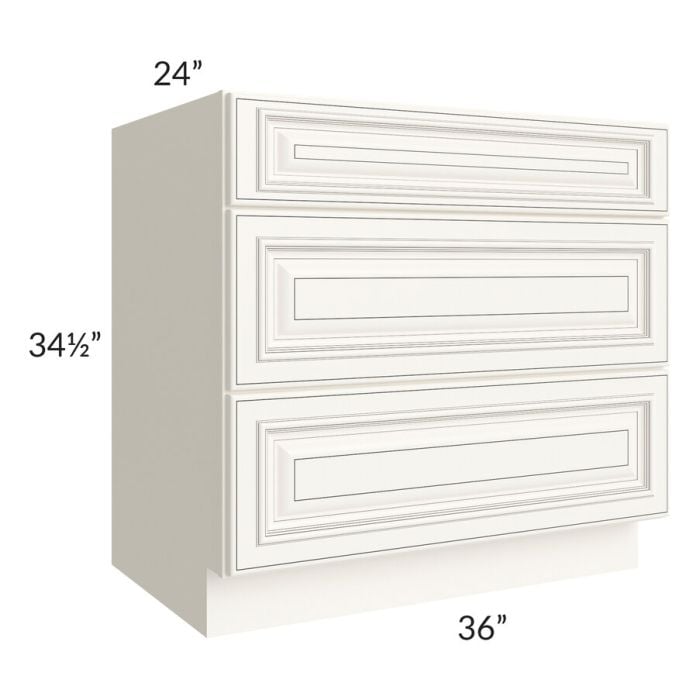RTA Signature Vanilla Glaze 36" Drawer Base Cabinet with 2 Decorative End Panels