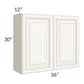 RTA Signature Vanilla Glaze 36" x 30" Wall Cabinet with Mullion Glass Door