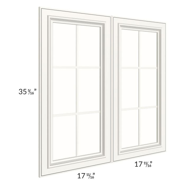 RTA Signature Vanilla Glaze 36" x 36" Mullion Glass Door Only with Glass Included