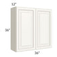 RTA Signature Vanilla Glaze 36" x 36" Wall Cabinet with 2 Decorative End Panels and Mullion Glass Door