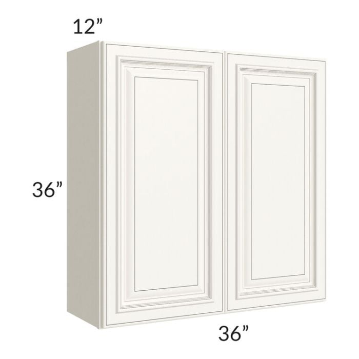 RTA Signature Vanilla Glaze 36" x 36" Wall Cabinet with 2 Decorative End Panels and Mullion Glass Door