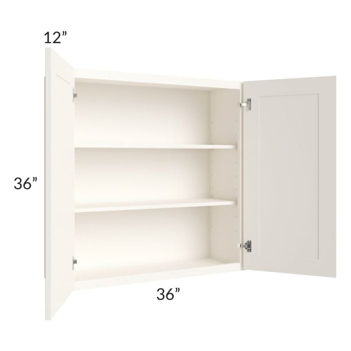 RTA Signature Vanilla Glaze 36" x 36" Wall Cabinet with 2 Decorative End Panels and Mullion Glass Door