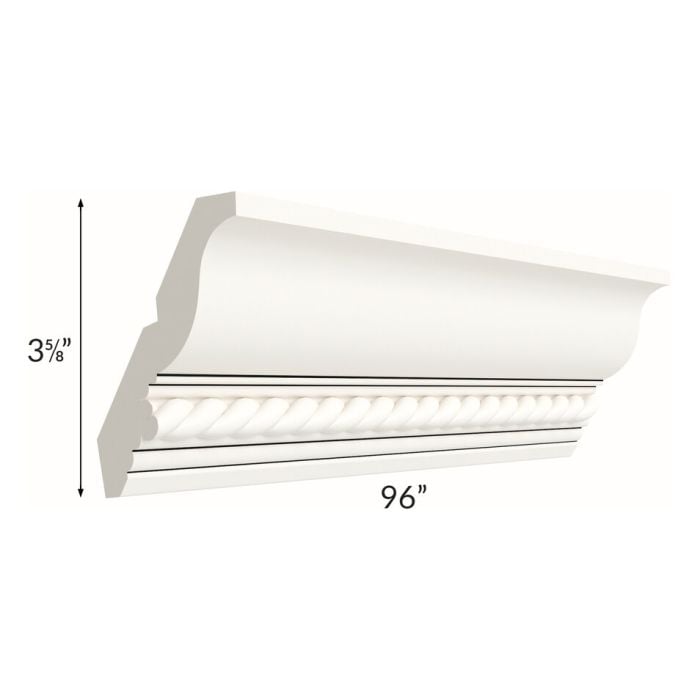 RTA Signature Vanilla Glaze 96" Crown Molding with Rope Detail - Cut Molding into a 5ft and 3ft section