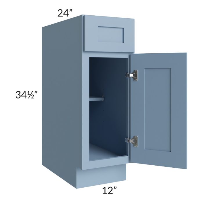 RTA Sky Blue Shaker 12" Base Cabinet with 1 Decorative End Panel
