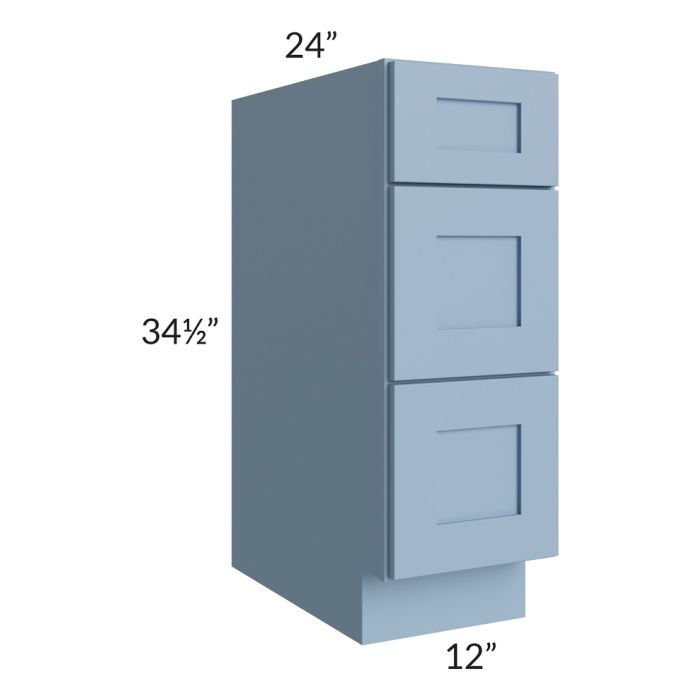 RTA Sky Blue Shaker 12" Drawer Base Cabinet with 1 Decorative End Panel