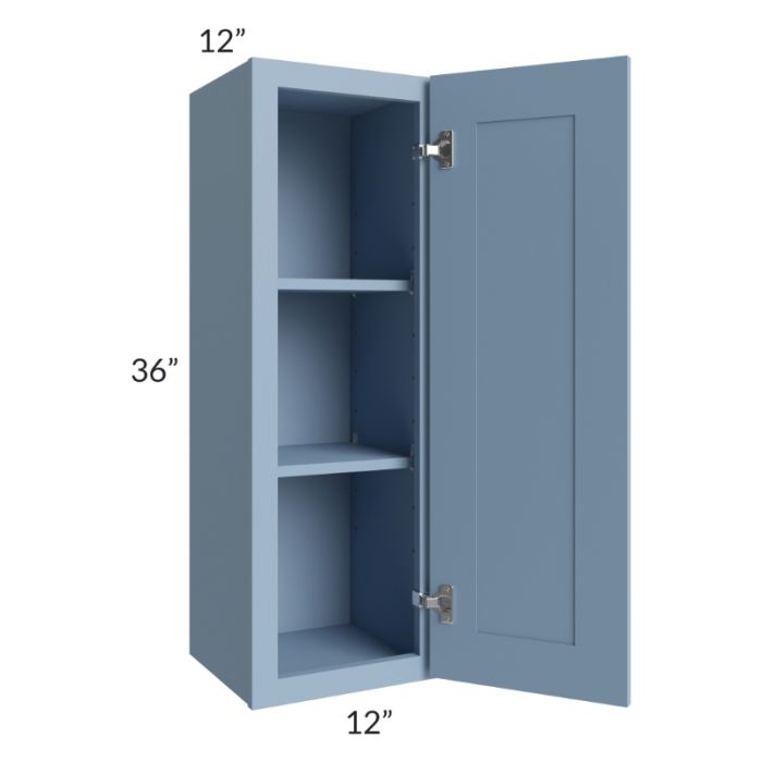 RTA Sky Blue Shaker 12" x 36" Wall Cabinet with 1 Decorative End Panel