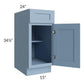 RTA Sky Blue Shaker 15" Base Cabinet with 2 Roll Out Trays