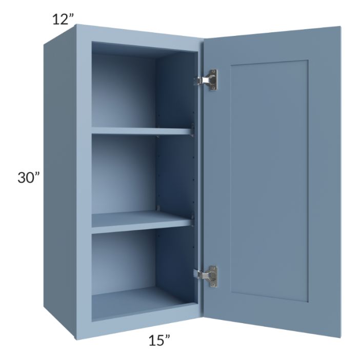 RTA Sky Blue Shaker 15" x 30" Wall Cabinet with 2 Decorative End Panels