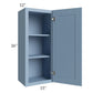 RTA Sky Blue Shaker 15" x 36" Wall Cabinet with 1 Decorative End Panel and Glass Door