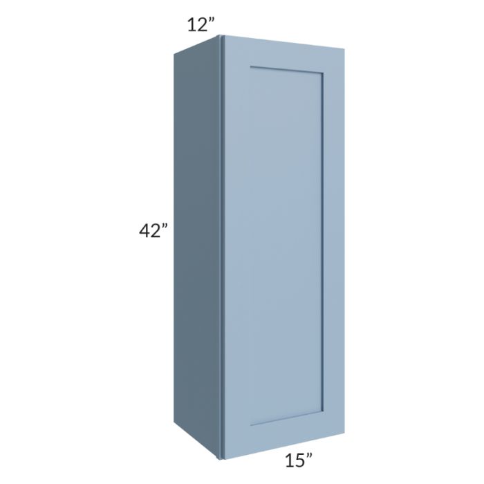 RTA Sky Blue Shaker 15" x 42" Wall Cabinet with 1 Decorative End Panel
