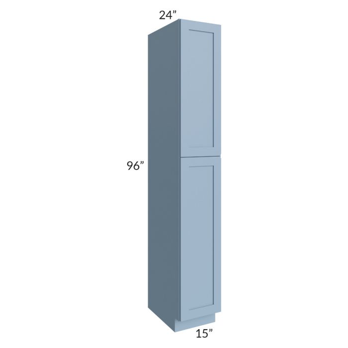 RTA Sky Blue Shaker 15" x 96" Wall Pantry with 1 Decorative Panel
