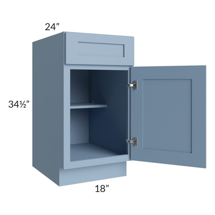 RTA Sky Blue Shaker 18" Base Cabinet with 1 Roll Out Tray