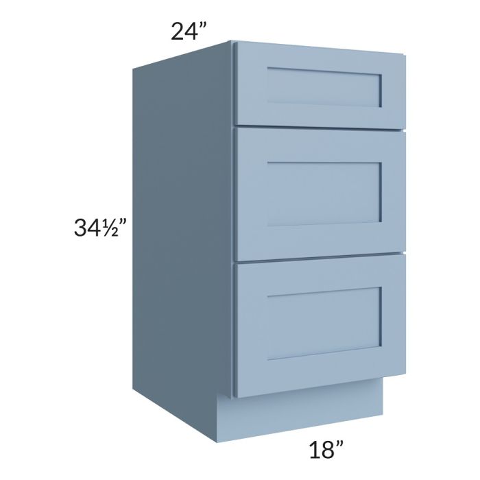 RTA Sky Blue Shaker 18" Drawer Base Cabinet with 2 Decorative End Panels